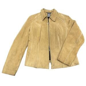 Vintage George Genuine Leather Tan Fitted Zip Jacket Women’s Large